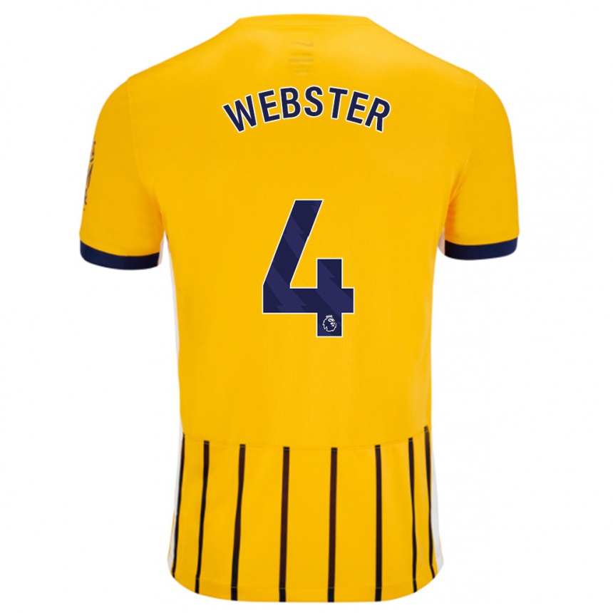 Herren Fußball Adam Webster #4 Gold Blau Nadelstreifen Auswärtstrikot Trikot 2024/25 T-Shirt Luxemburg