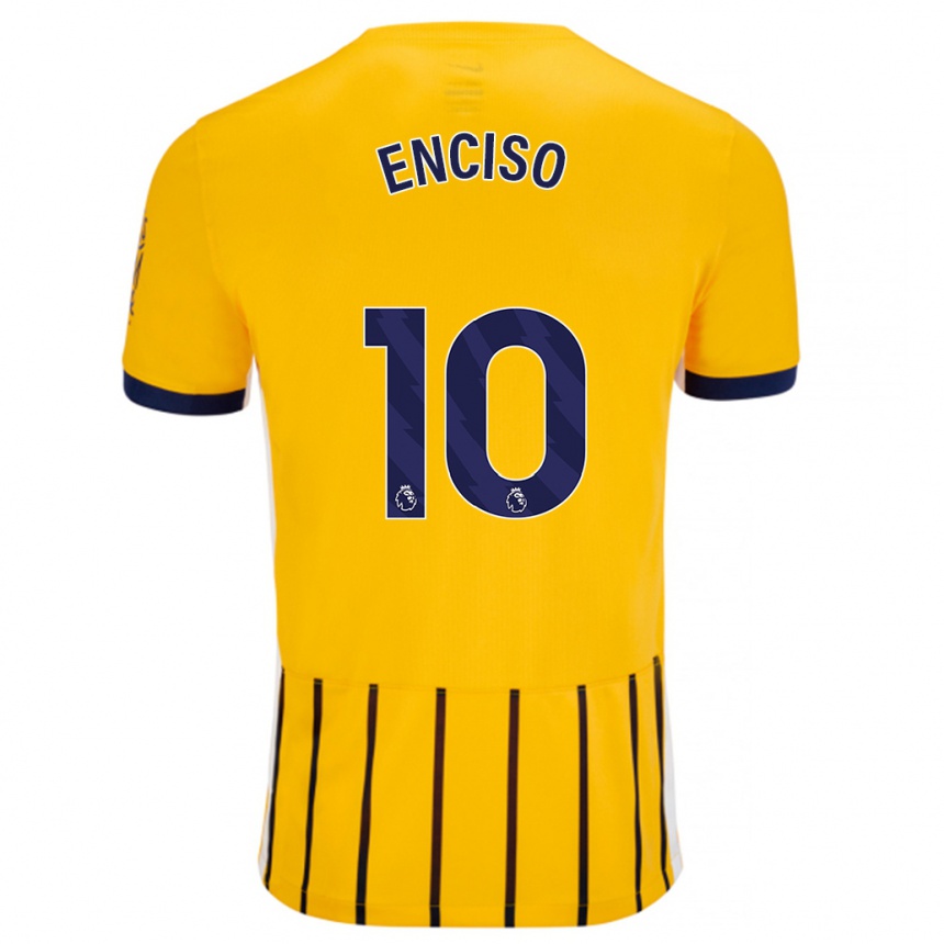 Herren Fußball Julio Enciso #10 Gold Blau Nadelstreifen Auswärtstrikot Trikot 2024/25 T-Shirt Luxemburg