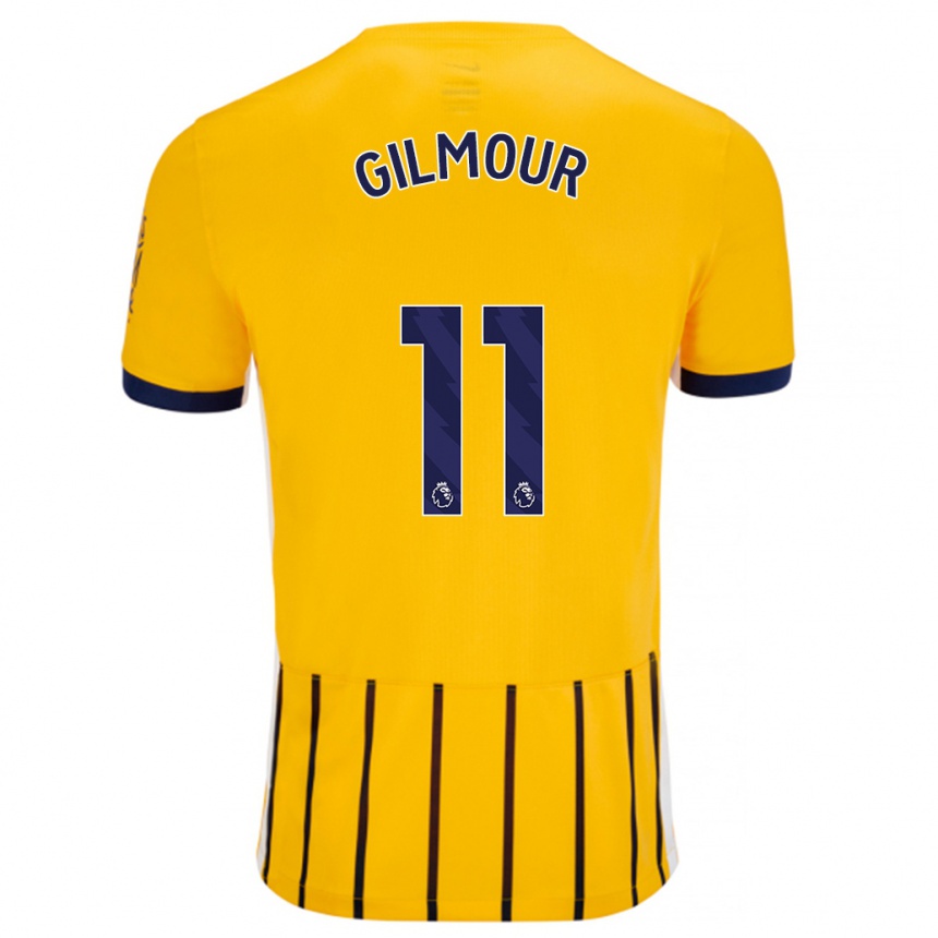 Herren Fußball Billy Gilmour #11 Gold Blau Nadelstreifen Auswärtstrikot Trikot 2024/25 T-Shirt Luxemburg