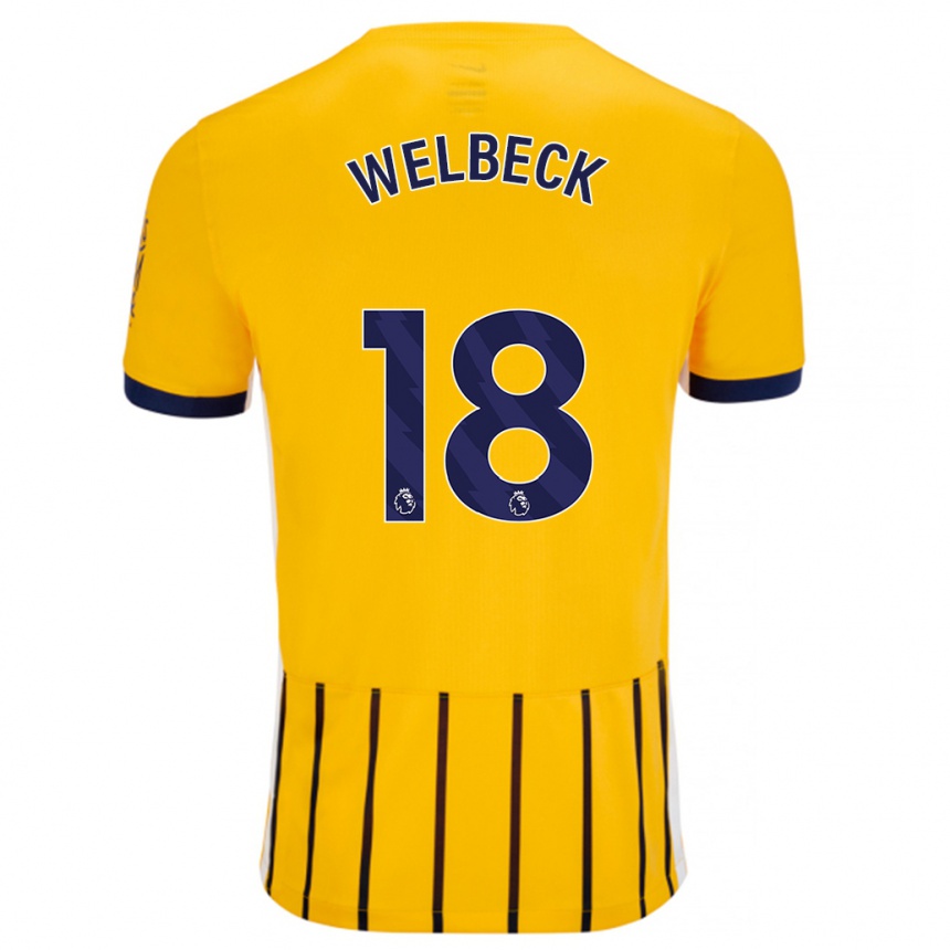 Herren Fußball Danny Welbeck #18 Gold Blau Nadelstreifen Auswärtstrikot Trikot 2024/25 T-Shirt Luxemburg