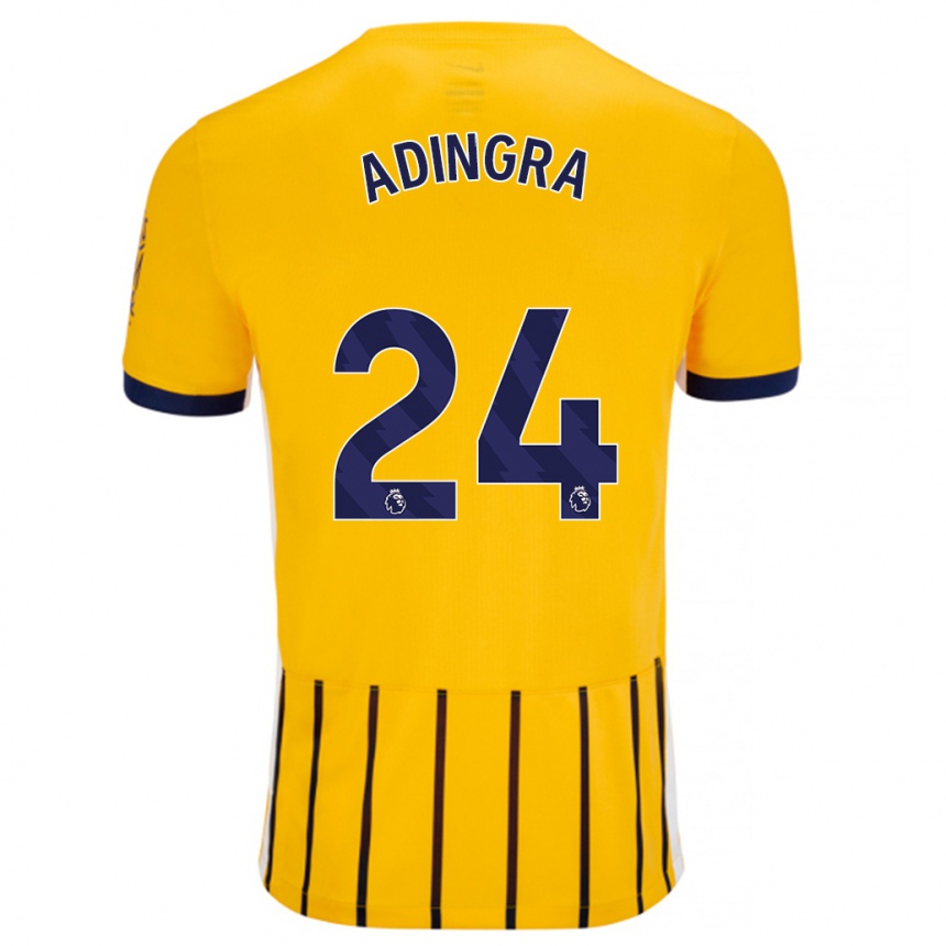 Herren Fußball Simon Adingra #24 Gold Blau Nadelstreifen Auswärtstrikot Trikot 2024/25 T-Shirt Luxemburg