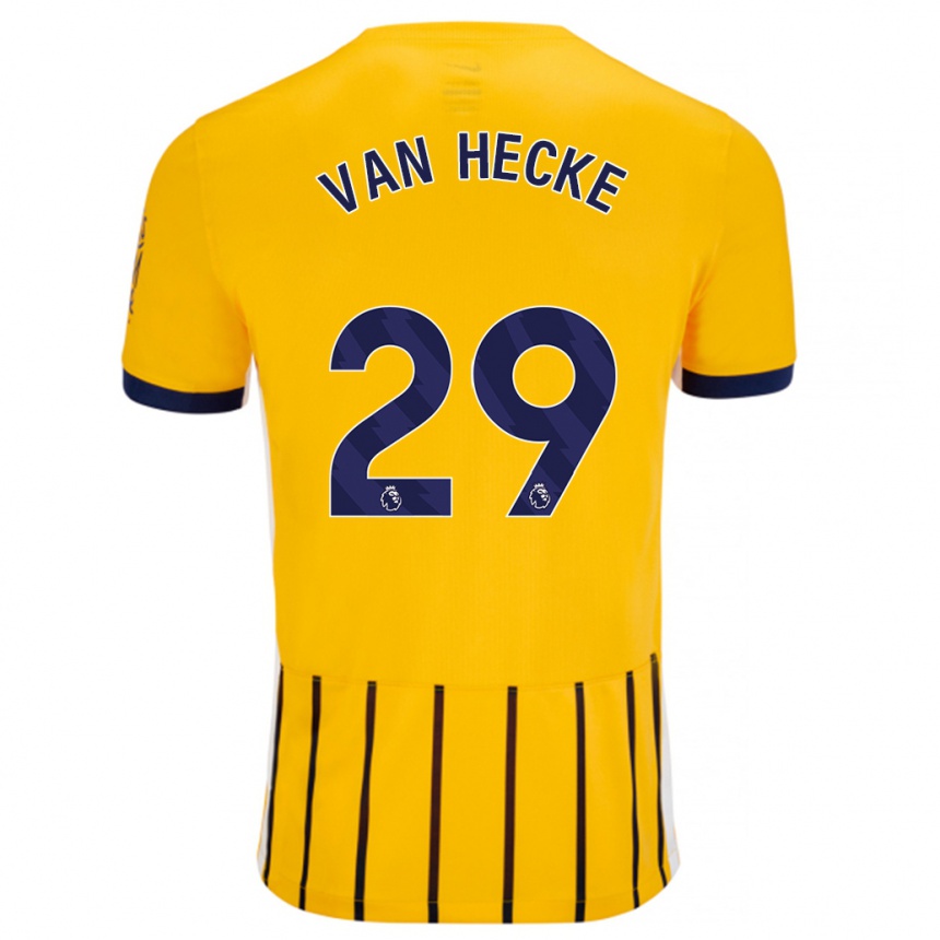 Herren Fußball Jan Paul Van Hecke #29 Gold Blau Nadelstreifen Auswärtstrikot Trikot 2024/25 T-Shirt Luxemburg