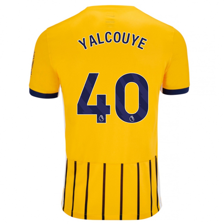 Herren Fußball Malick Junior Yalcouyé #40 Gold Blau Nadelstreifen Auswärtstrikot Trikot 2024/25 T-Shirt Luxemburg