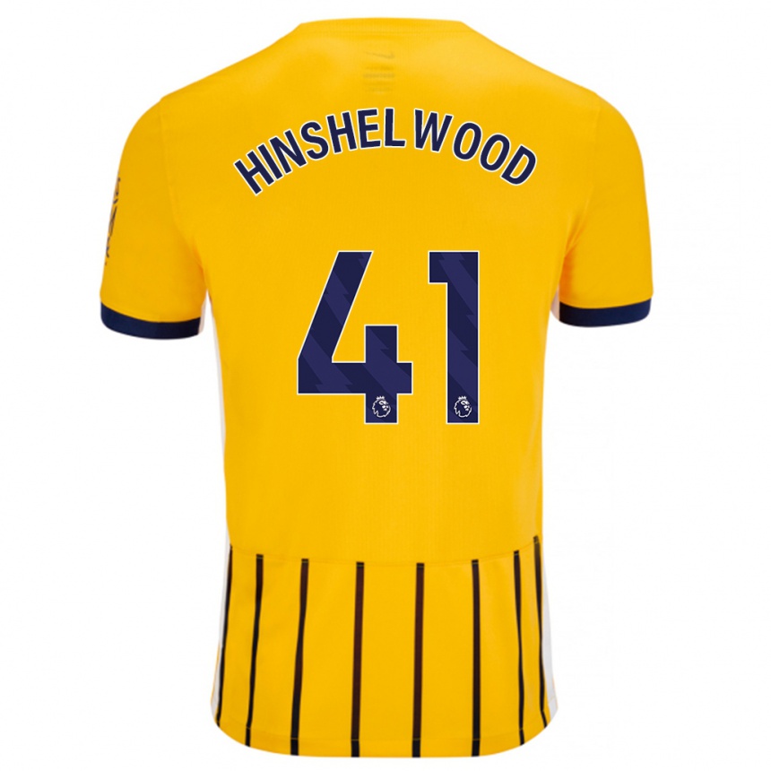 Herren Fußball Jack Hinshelwood #41 Gold Blau Nadelstreifen Auswärtstrikot Trikot 2024/25 T-Shirt Luxemburg