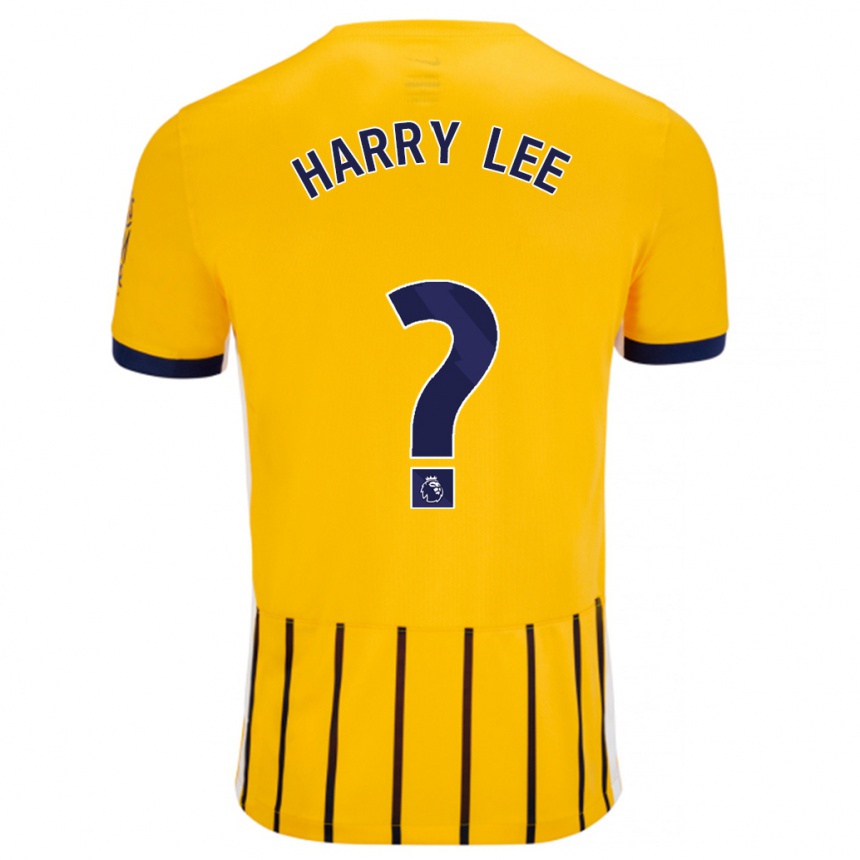 Herren Fußball Harry Lee #0 Gold Blau Nadelstreifen Auswärtstrikot Trikot 2024/25 T-Shirt Luxemburg