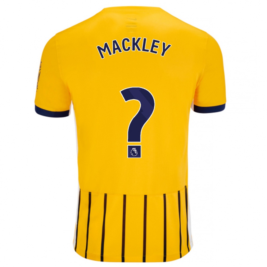 Herren Fußball Callum Mackley #0 Gold Blau Nadelstreifen Auswärtstrikot Trikot 2024/25 T-Shirt Luxemburg