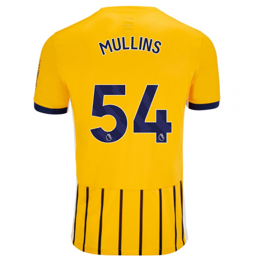 Herren Fußball Jamie Mullins #54 Gold Blau Nadelstreifen Auswärtstrikot Trikot 2024/25 T-Shirt Luxemburg