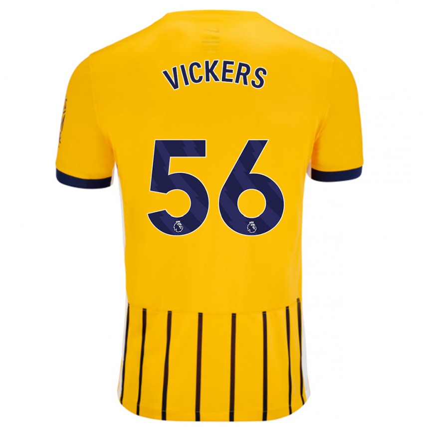 Herren Fußball Caylan Vickers #56 Gold Blau Nadelstreifen Auswärtstrikot Trikot 2024/25 T-Shirt Luxemburg