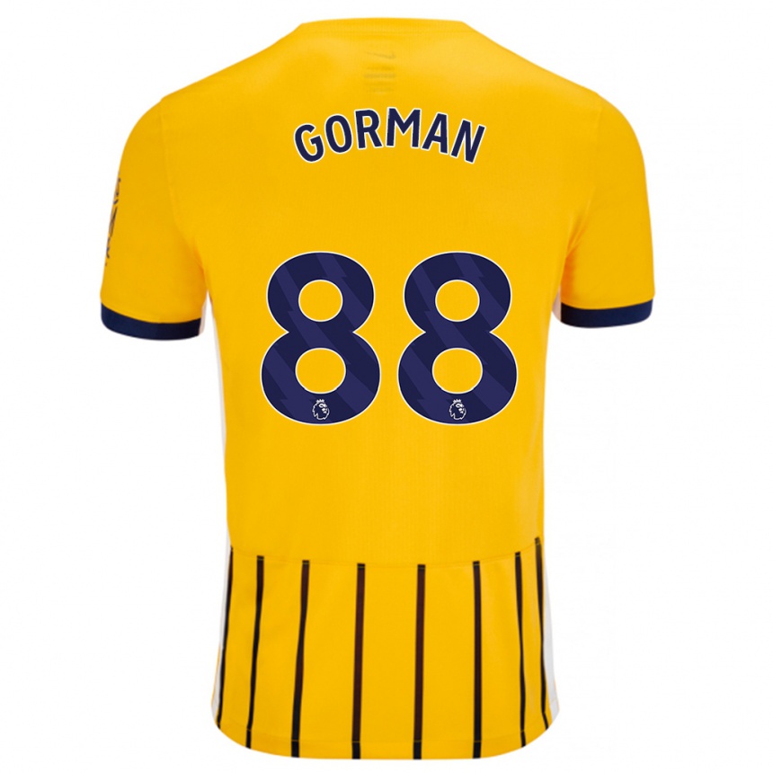 Herren Fußball Ronnie Gorman #88 Gold Blau Nadelstreifen Auswärtstrikot Trikot 2024/25 T-Shirt Luxemburg