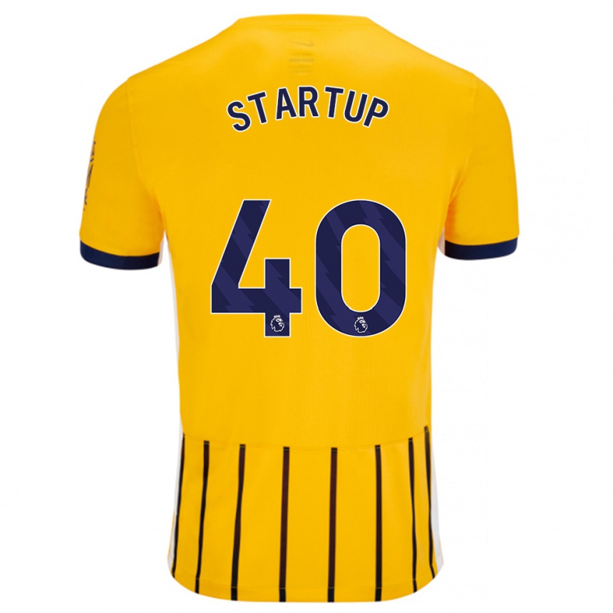 Herren Fußball Katie Startup #40 Gold Blau Nadelstreifen Auswärtstrikot Trikot 2024/25 T-Shirt Luxemburg