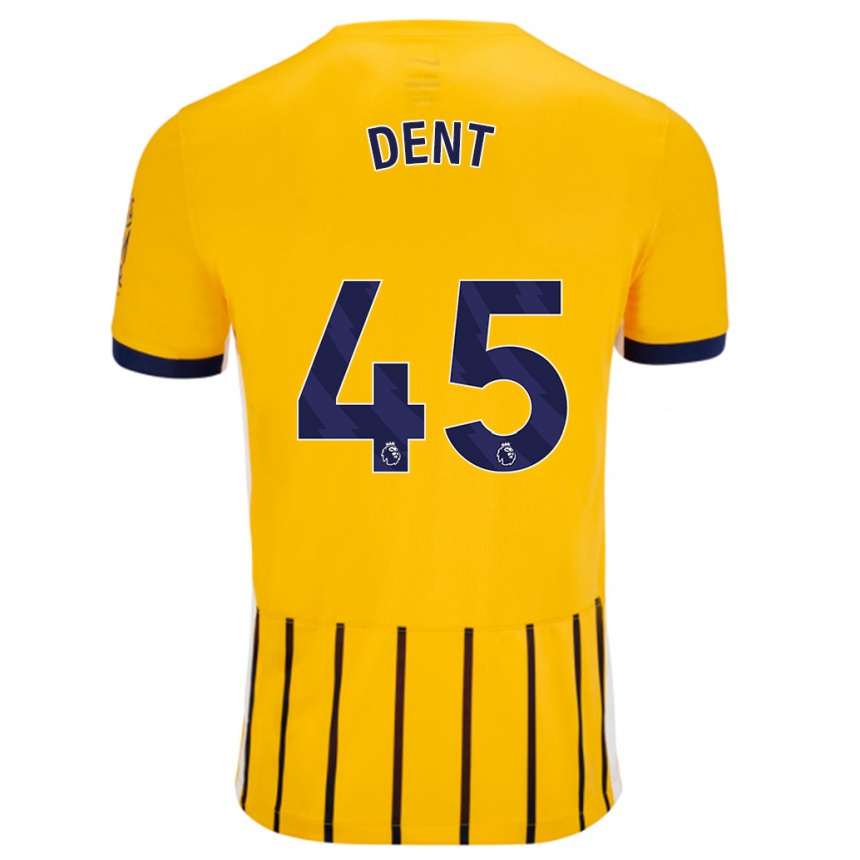 Herren Fußball Lily Dent #45 Gold Blau Nadelstreifen Auswärtstrikot Trikot 2024/25 T-Shirt Luxemburg