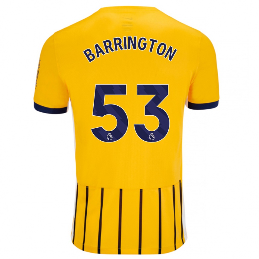 Herren Fußball Luca Barrington #53 Gold Blau Nadelstreifen Auswärtstrikot Trikot 2024/25 T-Shirt Luxemburg