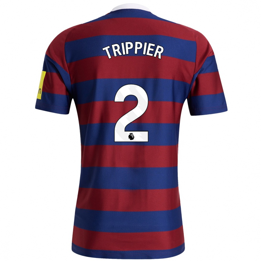 Herren Fußball Kieran Trippier #2 Burgunderrot Marineblau Auswärtstrikot Trikot 2024/25 T-Shirt Luxemburg