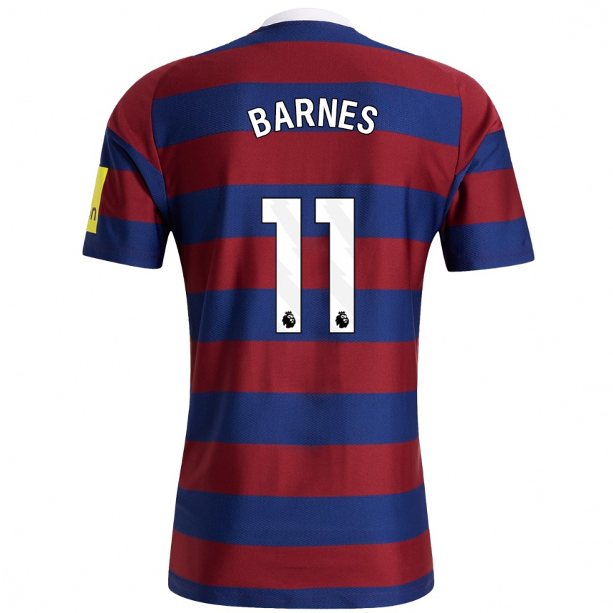 Herren Fußball Harvey Barnes #11 Burgunderrot Marineblau Auswärtstrikot Trikot 2024/25 T-Shirt Luxemburg