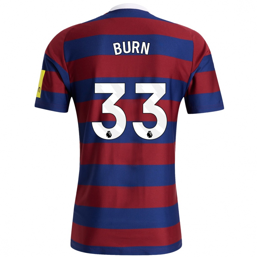 Herren Fußball Dan Burn #33 Burgunderrot Marineblau Auswärtstrikot Trikot 2024/25 T-Shirt Luxemburg