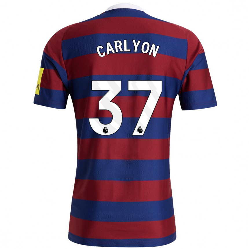 Herren Fußball Nathan Carlyon #37 Burgunderrot Marineblau Auswärtstrikot Trikot 2024/25 T-Shirt Luxemburg