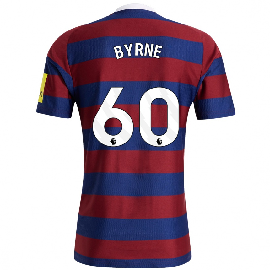 Herren Fußball Reece Byrne #60 Burgunderrot Marineblau Auswärtstrikot Trikot 2024/25 T-Shirt Luxemburg