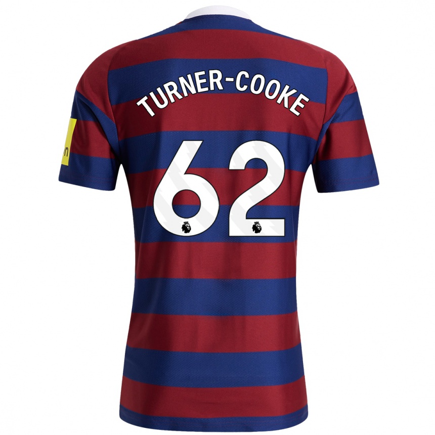 Herren Fußball Jay Turner-Cooke #62 Burgunderrot Marineblau Auswärtstrikot Trikot 2024/25 T-Shirt Luxemburg