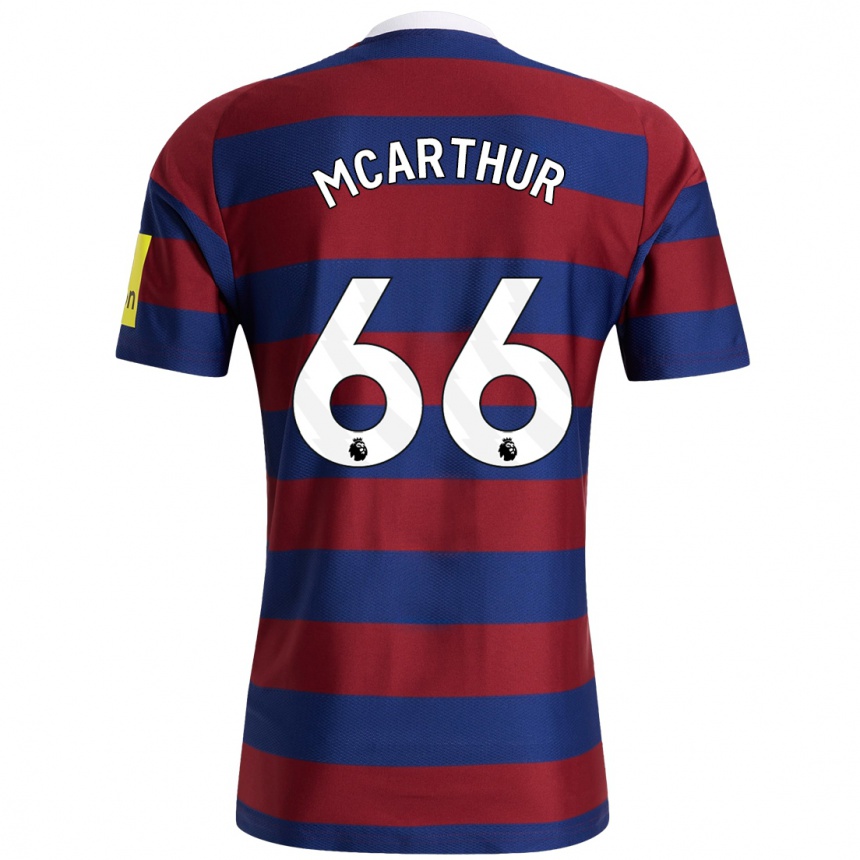 Herren Fußball Charlie Mcarthur #66 Burgunderrot Marineblau Auswärtstrikot Trikot 2024/25 T-Shirt Luxemburg