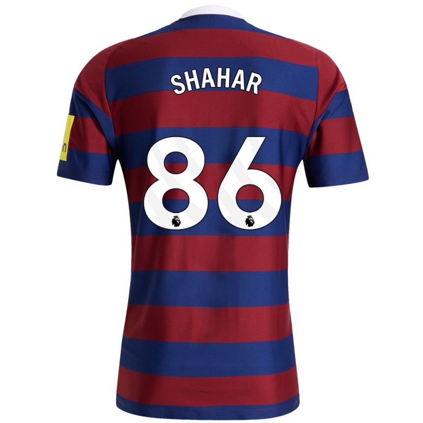 Herren Fußball Leo Shahar #86 Burgunderrot Marineblau Auswärtstrikot Trikot 2024/25 T-Shirt Luxemburg