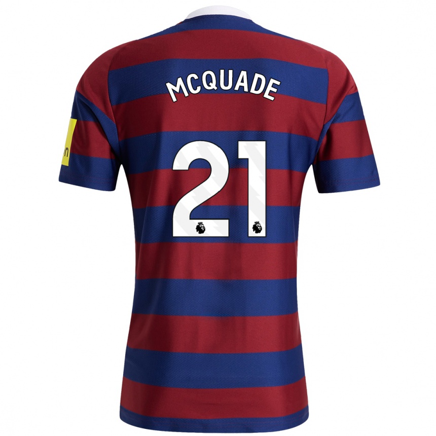 Herren Fußball Jasmine Mcquade #21 Burgunderrot Marineblau Auswärtstrikot Trikot 2024/25 T-Shirt Luxemburg