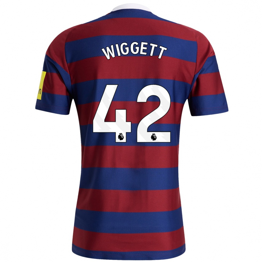 Herren Fußball Charlie Wiggett #42 Burgunderrot Marineblau Auswärtstrikot Trikot 2024/25 T-Shirt Luxemburg