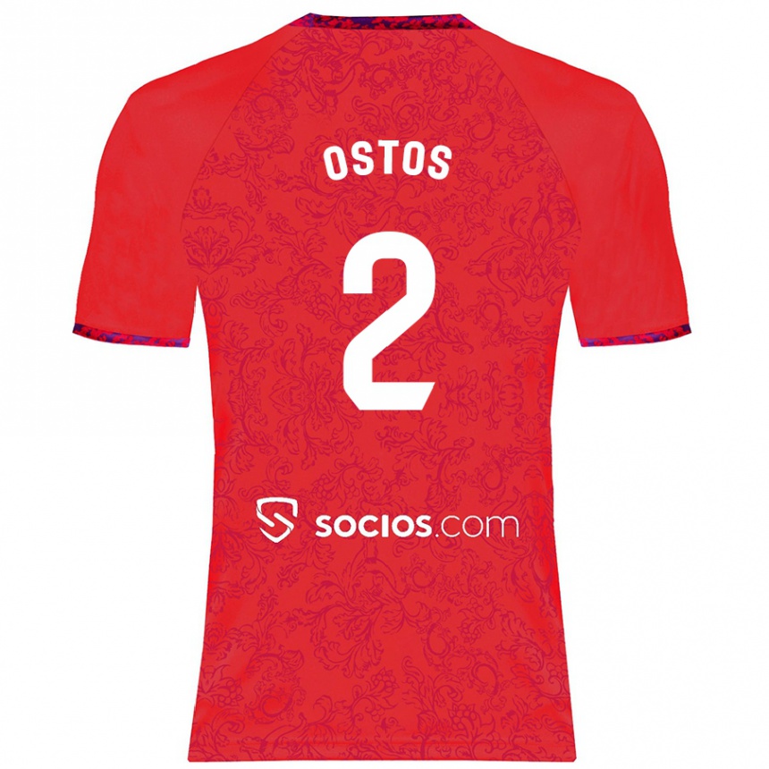 Herren Fußball Fran Ostos #2 Rot Auswärtstrikot Trikot 2024/25 T-Shirt Luxemburg