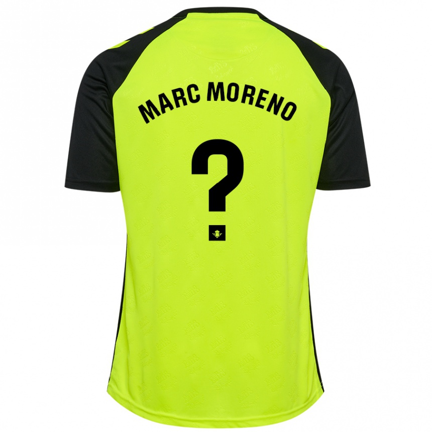 Herren Fußball Marc Moreno #0 Fluoreszierendes Gelb Schwarz Auswärtstrikot Trikot 2024/25 T-Shirt Luxemburg