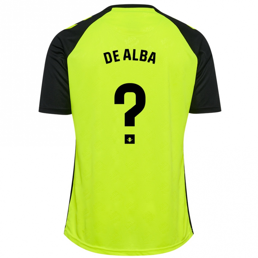 Herren Fußball Luismi De Alba #0 Fluoreszierendes Gelb Schwarz Auswärtstrikot Trikot 2024/25 T-Shirt Luxemburg