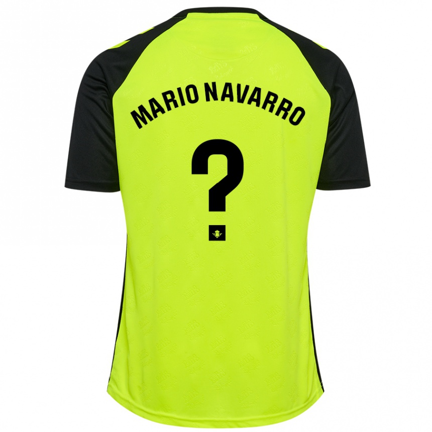 Herren Fußball Mario Navarro #0 Fluoreszierendes Gelb Schwarz Auswärtstrikot Trikot 2024/25 T-Shirt Luxemburg