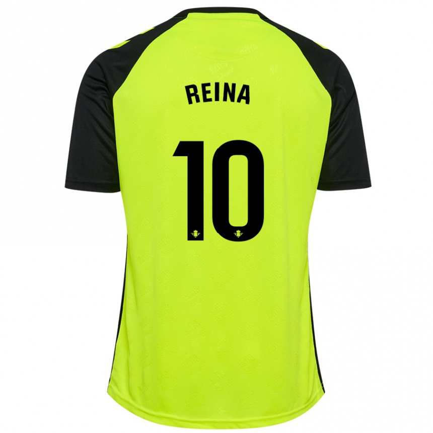 Herren Fußball Carlos Reina #10 Fluoreszierendes Gelb Schwarz Auswärtstrikot Trikot 2024/25 T-Shirt Luxemburg