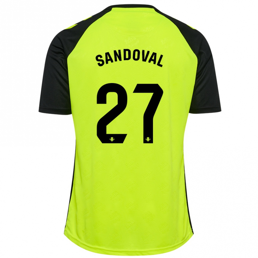 Herren Fußball Keimer Sandoval #27 Fluoreszierendes Gelb Schwarz Auswärtstrikot Trikot 2024/25 T-Shirt Luxemburg