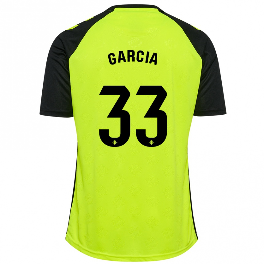 Herren Fußball Pablo García #33 Fluoreszierendes Gelb Schwarz Auswärtstrikot Trikot 2024/25 T-Shirt Luxemburg