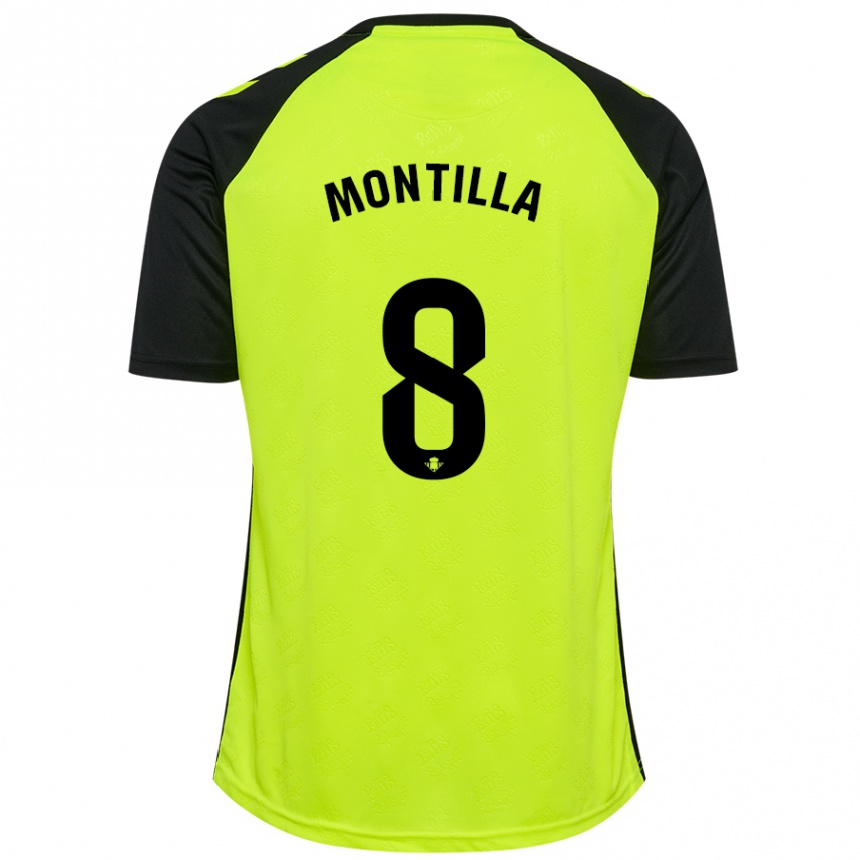 Herren Fußball Natalia Montilla #8 Fluoreszierendes Gelb Schwarz Auswärtstrikot Trikot 2024/25 T-Shirt Luxemburg