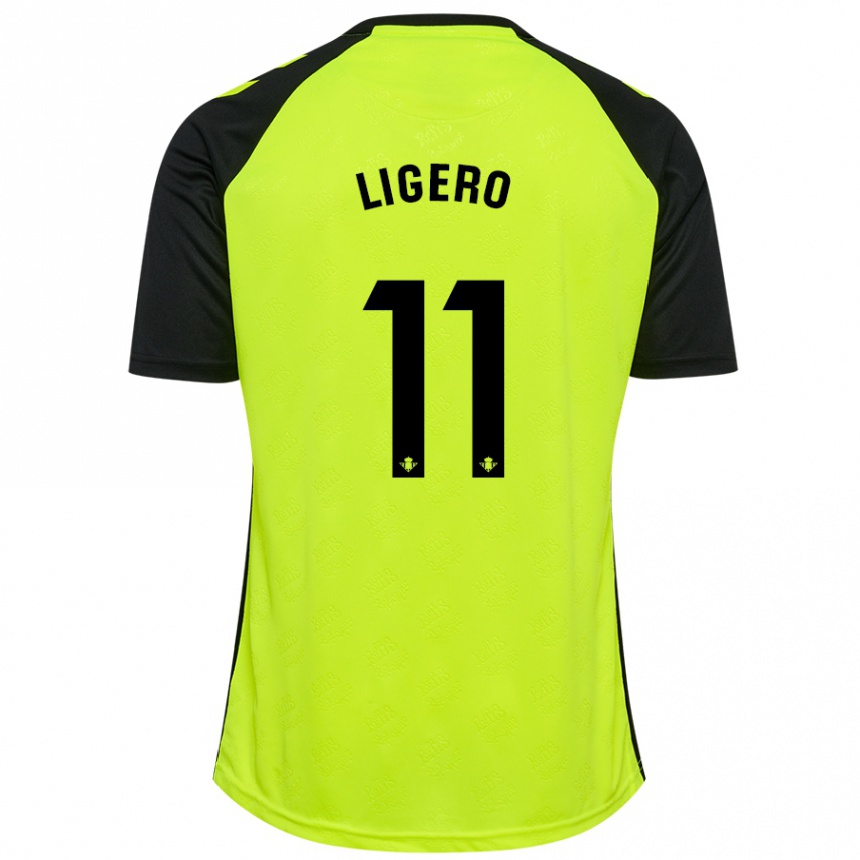 Herren Fußball Nuria Ligero #11 Fluoreszierendes Gelb Schwarz Auswärtstrikot Trikot 2024/25 T-Shirt Luxemburg