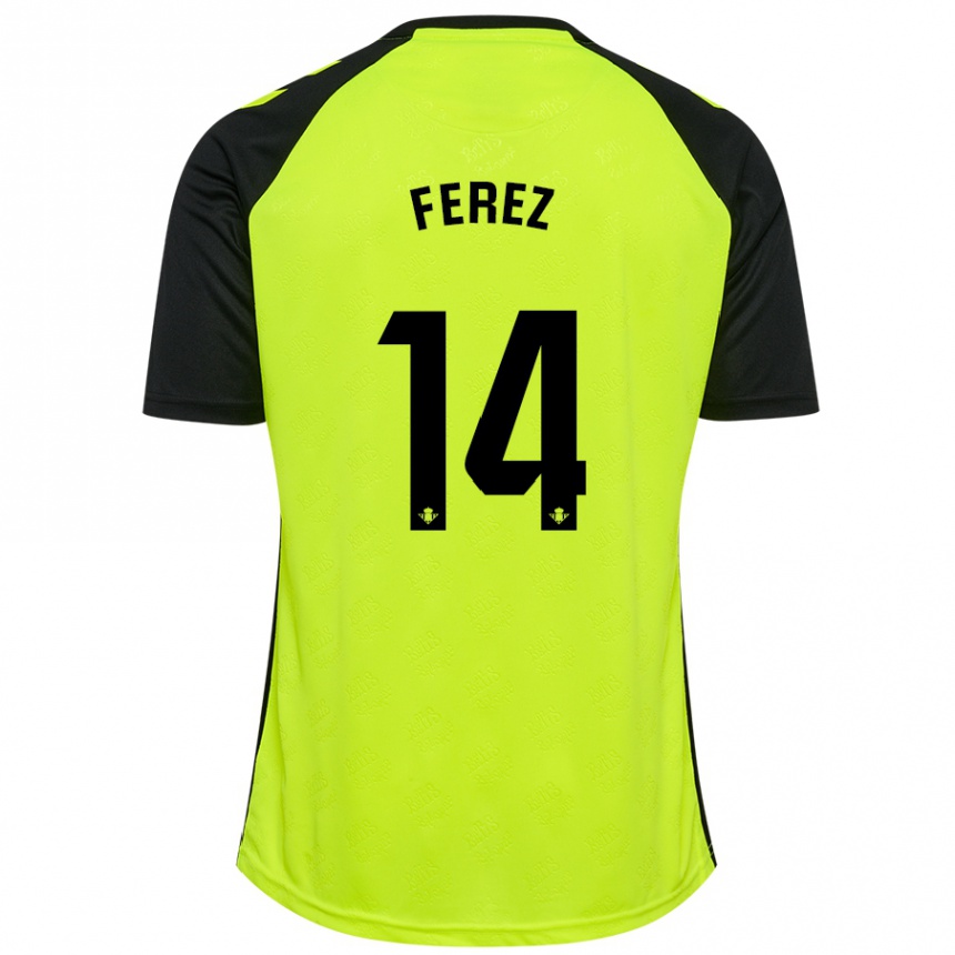 Herren Fußball Carolina Férez #14 Fluoreszierendes Gelb Schwarz Auswärtstrikot Trikot 2024/25 T-Shirt Luxemburg