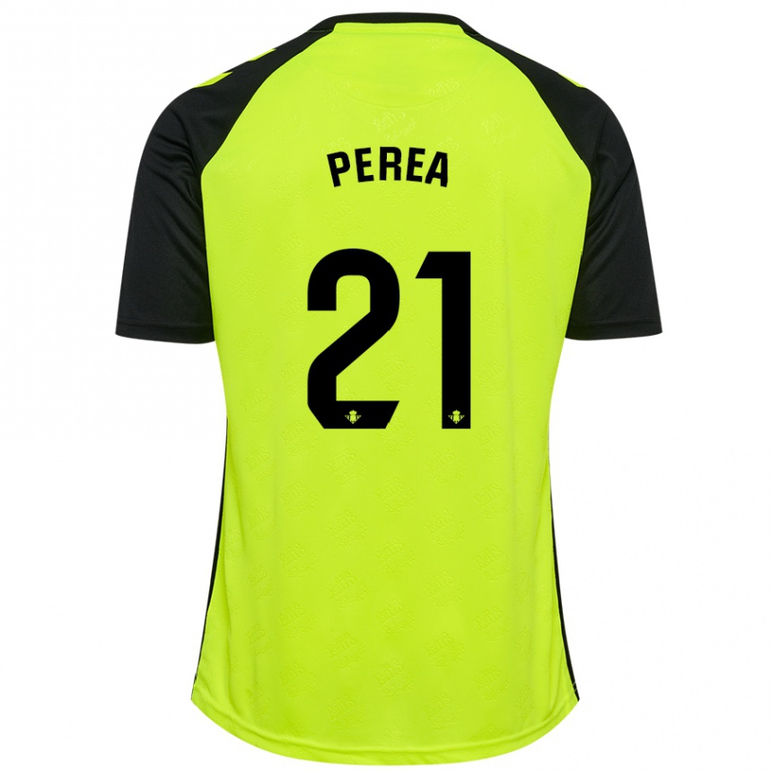 Herren Fußball Paula Perea #21 Fluoreszierendes Gelb Schwarz Auswärtstrikot Trikot 2024/25 T-Shirt Luxemburg