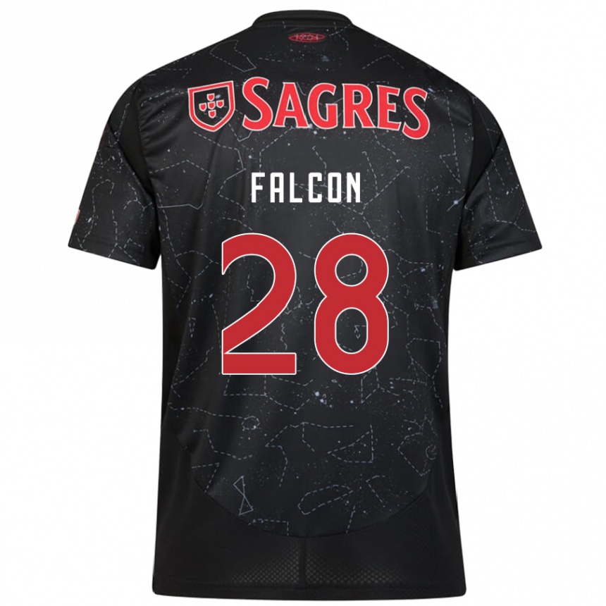 Herren Fußball Andrea Falcón #28 Schwarz Rot Auswärtstrikot Trikot 2024/25 T-Shirt Luxemburg