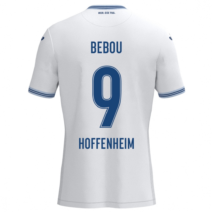 Herren Fußball Ihlas Bebou #9 Weiß Blau Auswärtstrikot Trikot 2024/25 T-Shirt Luxemburg