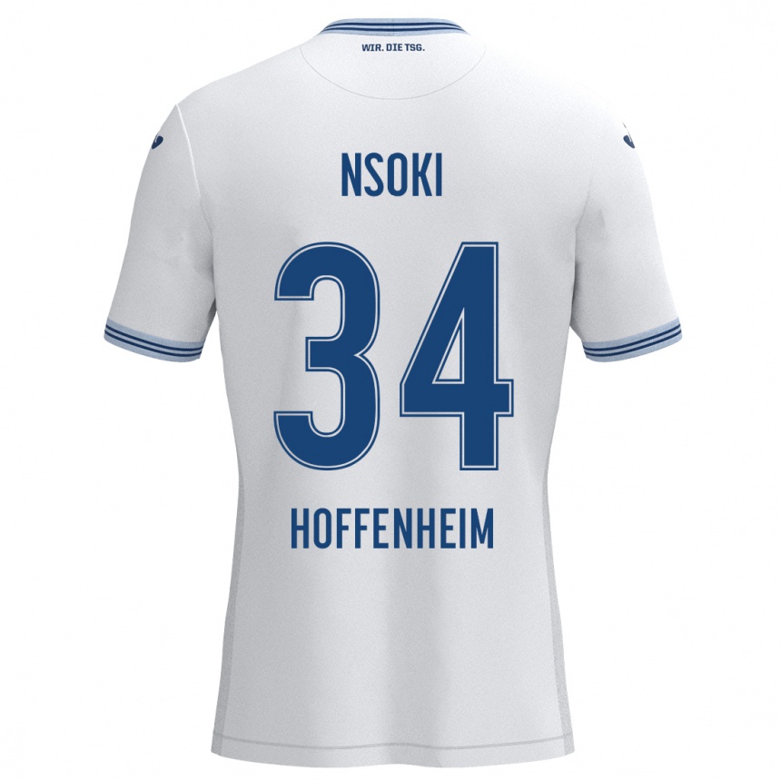 Herren Fußball Stanley Nsoki #34 Weiß Blau Auswärtstrikot Trikot 2024/25 T-Shirt Luxemburg