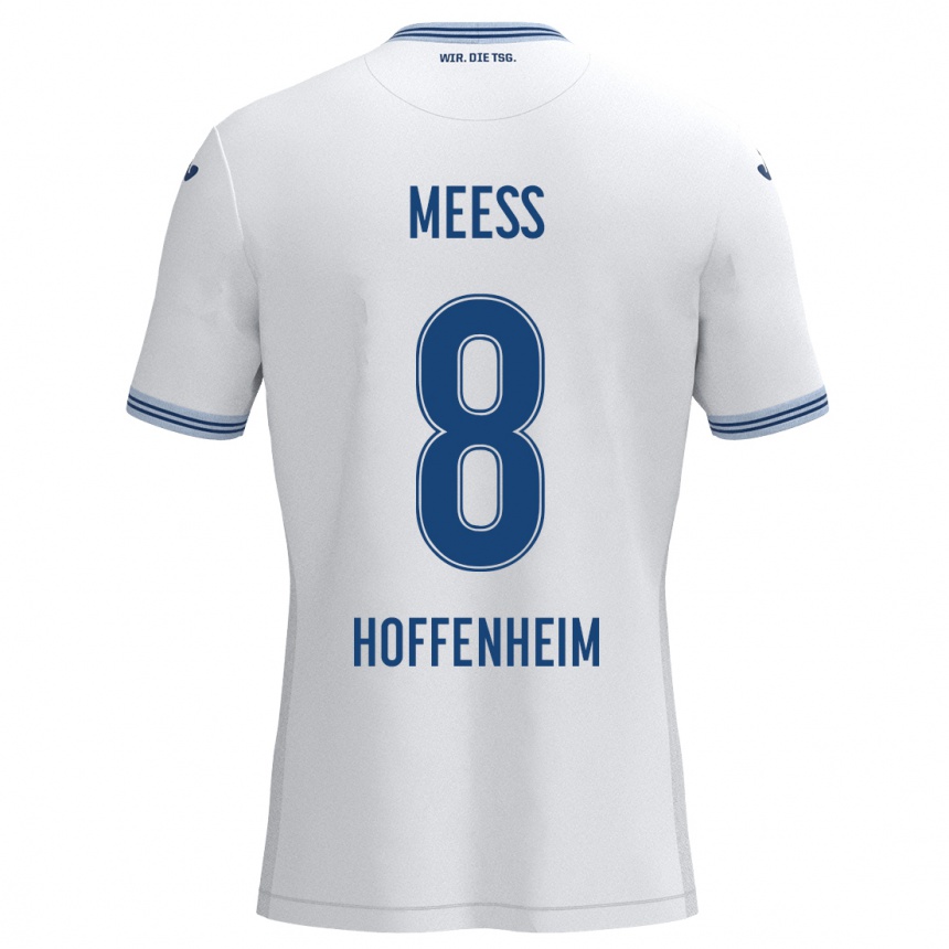 Herren Fußball Jakob Meeß #8 Weiß Blau Auswärtstrikot Trikot 2024/25 T-Shirt Luxemburg