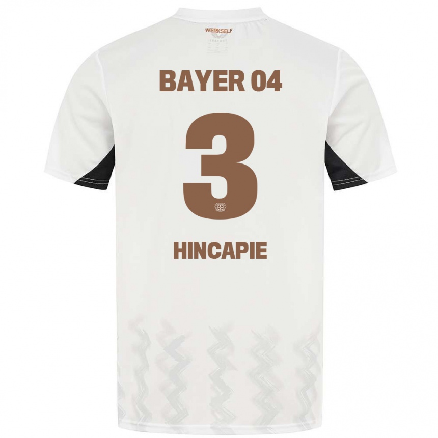 Herren Fußball Piero Hincapié #3 Weiß Schwarz Auswärtstrikot Trikot 2024/25 T-Shirt Luxemburg