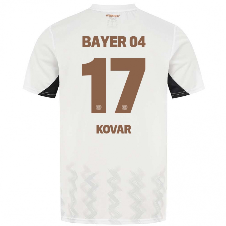 Herren Fußball Matej Kovar #17 Weiß Schwarz Auswärtstrikot Trikot 2024/25 T-Shirt Luxemburg