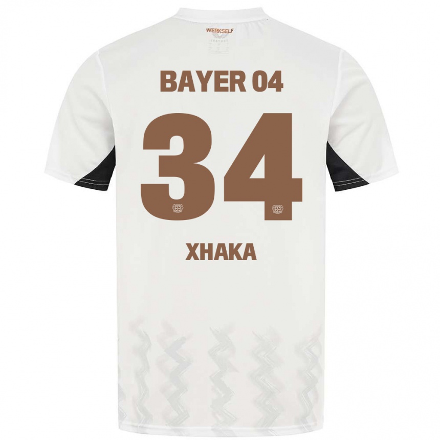 Herren Fußball Granit Xhaka #34 Weiß Schwarz Auswärtstrikot Trikot 2024/25 T-Shirt Luxemburg