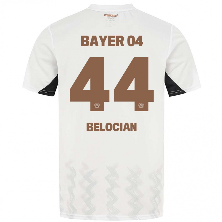 Herren Fußball Jeanuël Belocian #44 Weiß Schwarz Auswärtstrikot Trikot 2024/25 T-Shirt Luxemburg