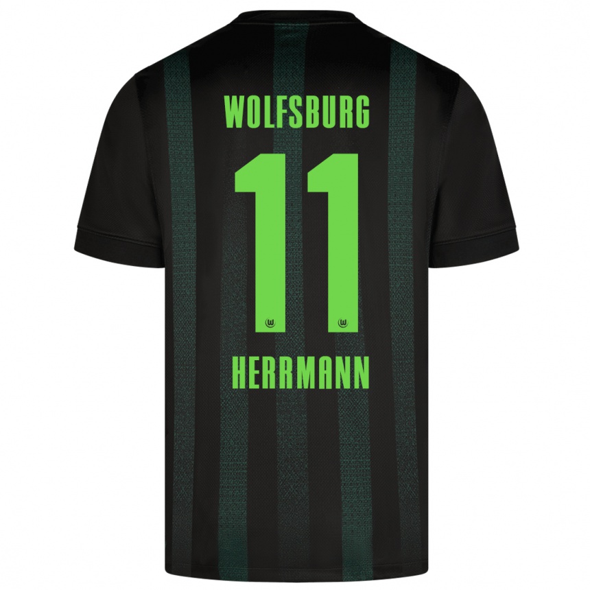 Herren Fußball Max Herrmann #11 Dunkelgrün Auswärtstrikot Trikot 2024/25 T-Shirt Luxemburg