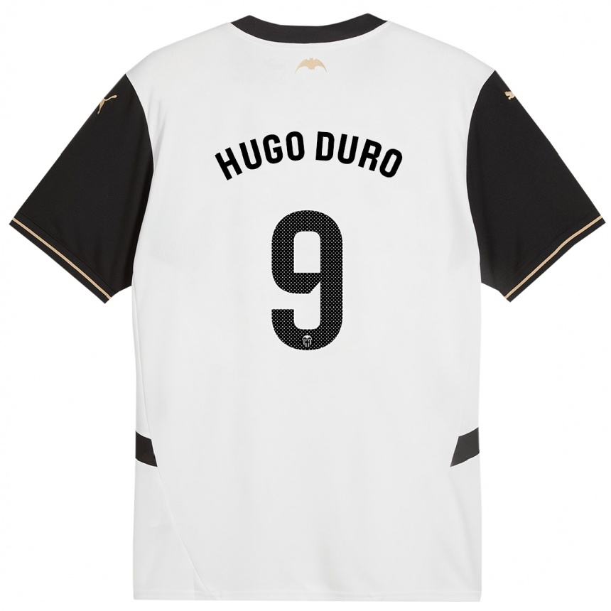 Damen Fußball Hugo Duro #9 Weiß Schwarz Heimtrikot Trikot 2024/25 T-Shirt Luxemburg