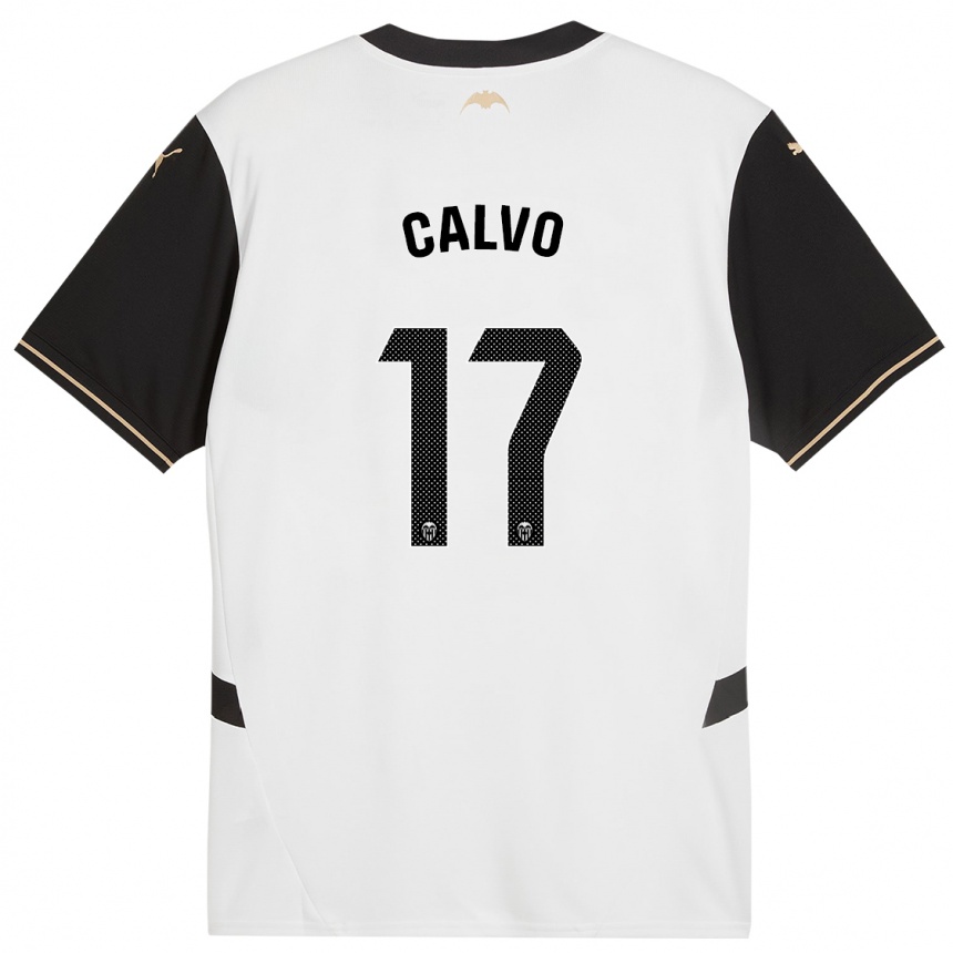 Damen Fußball Borja Calvo #17 Weiß Schwarz Heimtrikot Trikot 2024/25 T-Shirt Luxemburg