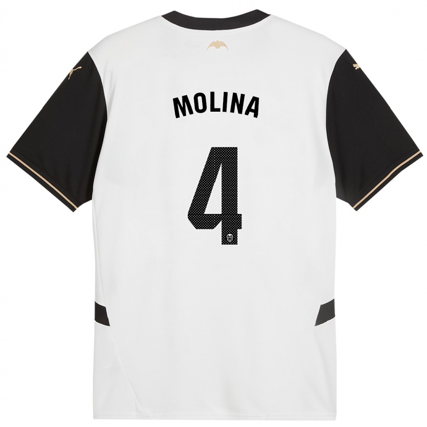 Damen Fußball María Molina #4 Weiß Schwarz Heimtrikot Trikot 2024/25 T-Shirt Luxemburg