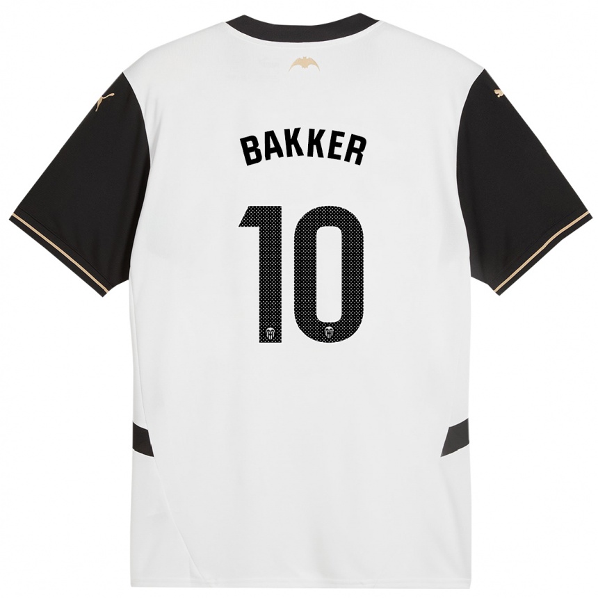 Damen Fußball Linda Bakker #10 Weiß Schwarz Heimtrikot Trikot 2024/25 T-Shirt Luxemburg